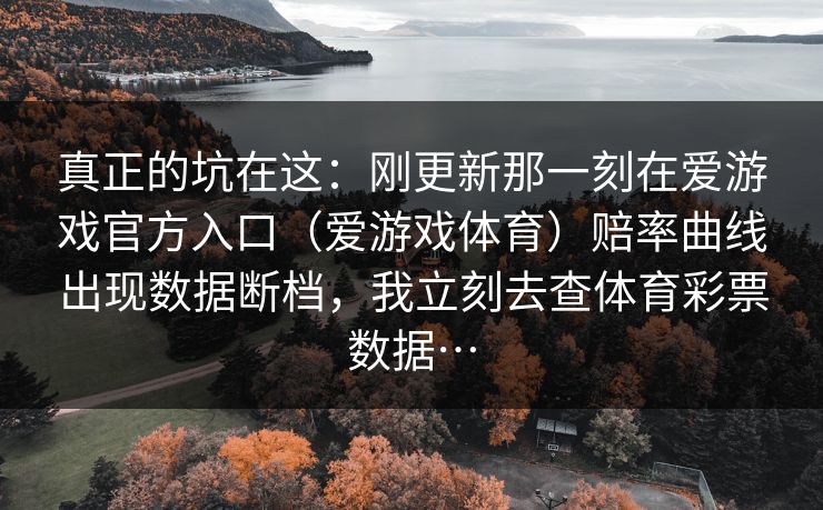 真正的坑在这：刚更新那一刻在爱游戏官方入口（爱游戏体育）赔率曲线出现数据断档，我立刻去查体育彩票数据…