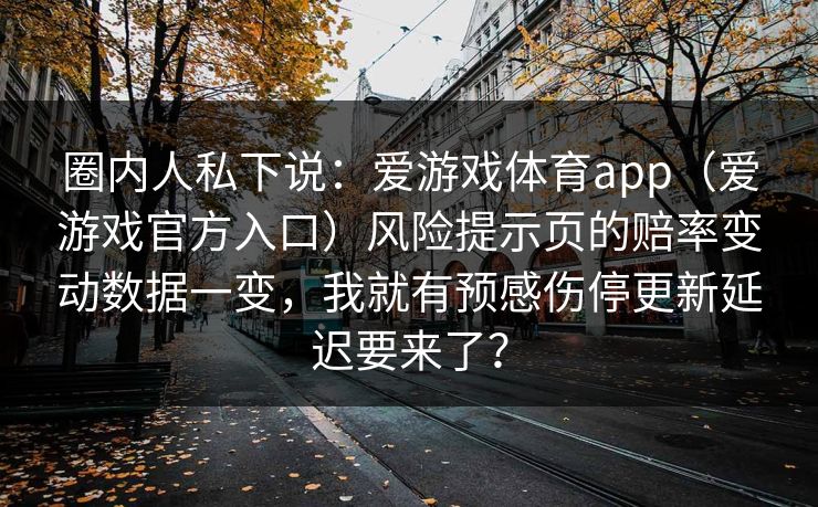 圈内人私下说:爱游戏体育app(爱游戏官方入口)风险提示页的赔率变动数据一变,我就有预感伤停更新延迟要来了? 圈内人私下说:爱游戏体育app(爱游戏官方入口)风险提示页的赔率变动数据一变,我就有预感伤停更新延迟要来了?