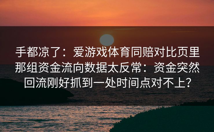 手都凉了：爱游戏体育同赔对比页里那组资金流向数据太反常：资金突然回流刚好抓到一处时间点对不上？